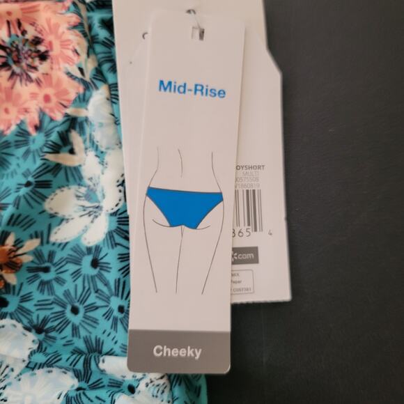 Time and Tru XL Blue Floral Mid Rise Swim Bottoms - Picture 4 of 5